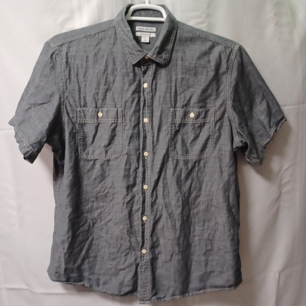 Amazon Essentials Shirt Mens‎ XL Gray Chambray Short Sleeve Button Down Workwear